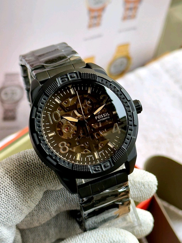 FOSSIL_ Bronson Automatic Analog Black Watch For Men ME3256 - Black