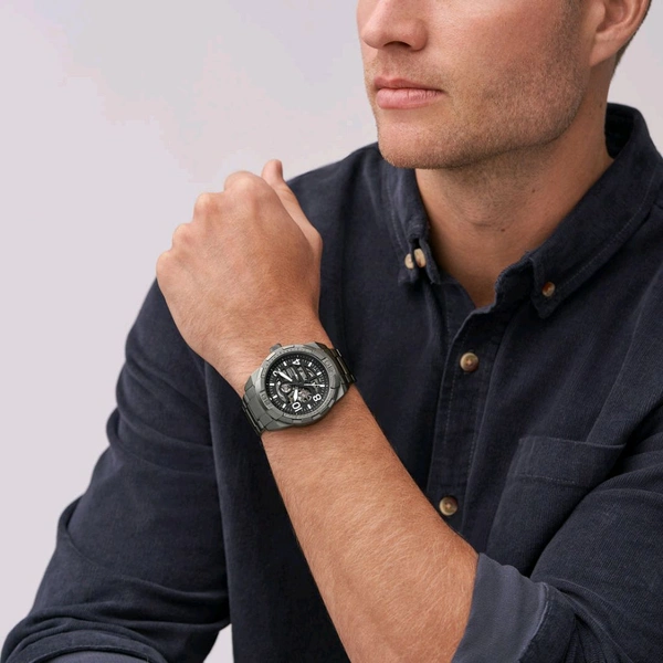 FOSSIL_ Bronson_ Automatic Titanium Black Dial Analog Stainless Steel Watch For Men ME3255 - Titanium Black