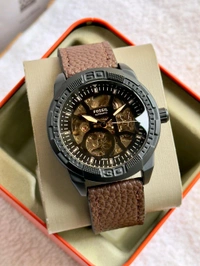 FOSSIL_ Bronson Automatic Black Dial Analog Leather Watch FOR MEN ME3219