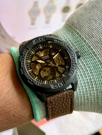 FOSSIL_ Bronson Automatic Black Dial Analog Leather Watch FOR MEN ME3219