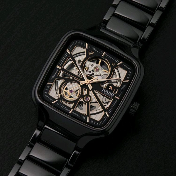 RADO_ True Square Unisex Automatic Black Dial Analog Ceramic Watch For Men R27086162