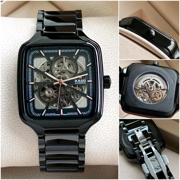 RADO_ True Square Unisex Automatic Black Dial Analog Ceramic Watch For Men R27086162