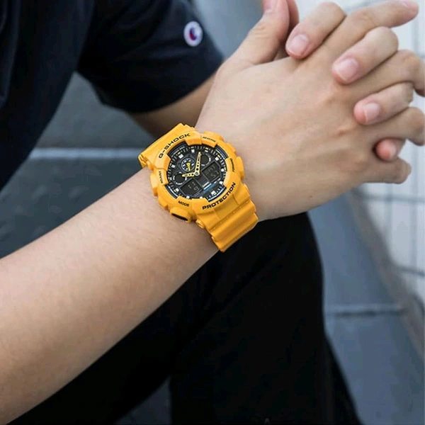 G-SHOCK_ ANALOG-DIGITAL WATCH For Men GA-100A-9A - Yellow