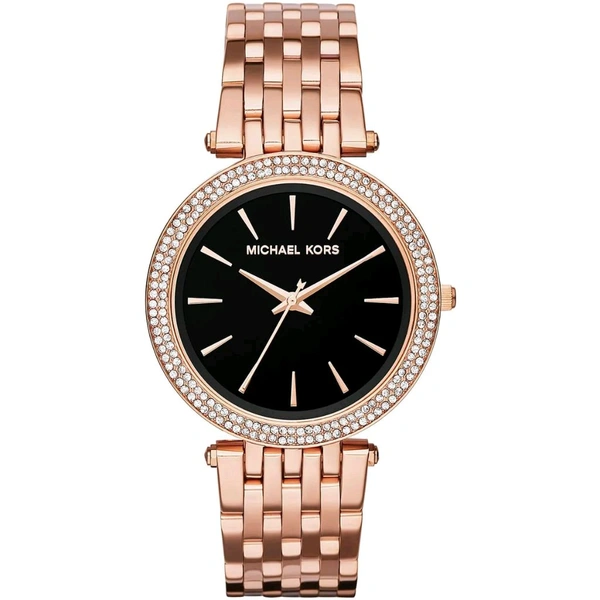 MICHAEL_ KORS_ Quartz Movement, Analog Display, Black Dial Gold Strap-MK3402 Watch For Women