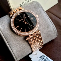 MICHAEL_ KORS_ Quartz Movement, Analog Display, Black Dial Gold Strap-MK3402 Watch For Women