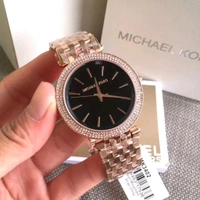 MICHAEL_ KORS_ Quartz Movement, Analog Display, Black Dial Gold Strap-MK3402 Watch For Women