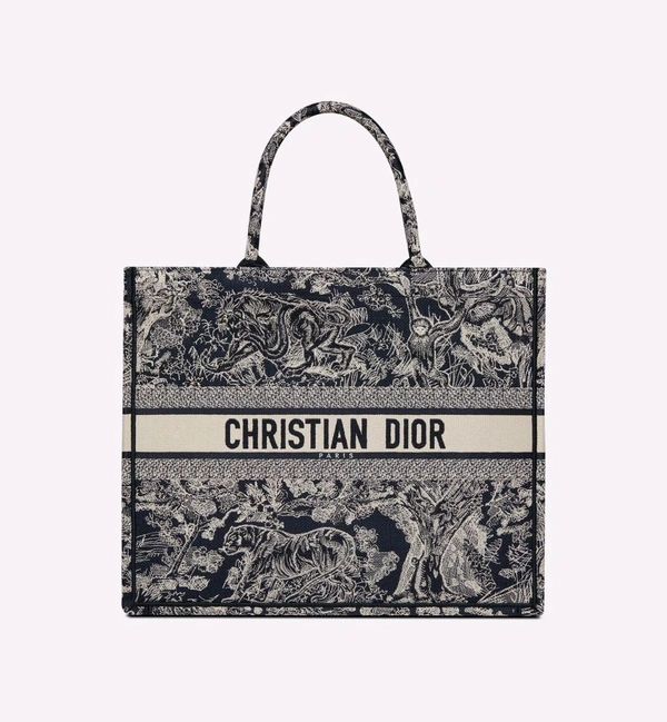 CHRISTIAN_ DIOR_ Toile de Jouy Embroidery Large Tote Bags For Women - Black, 41×35cm