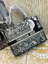 CHRISTIAN_ DIOR_ Toile de Jouy Embroidery Large Tote Bags For Women - Black, 41×35cm