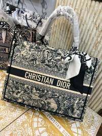 CHRISTIAN_ DIOR_ Toile de Jouy Embroidery Large Tote Bags For Women - Black, 41×35cm