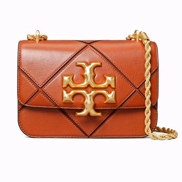 TORY_ BURCH_ Eleanor Quilt Convertible Tab Brown Crossbody Sling Bag For Women - Brown