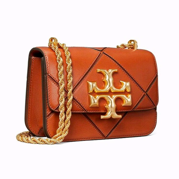 TORY_ BURCH_ Eleanor Quilt Convertible Tab Brown Crossbody Sling Bag For Women - Brown