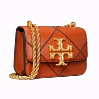 TORY_ BURCH_ Eleanor Quilt Convertible Tab Brown Crossbody Sling Bag For Women - Brown