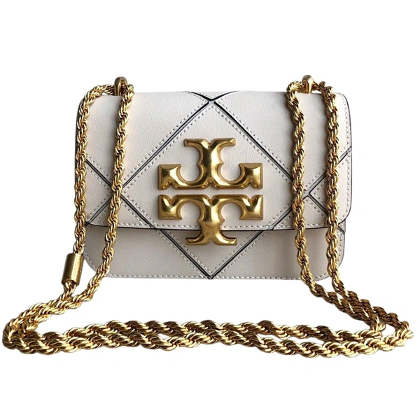 TORY_ BURCH_ Eleanor Quilt Convertible Tab White Crossbody Sling Bag For Women - White