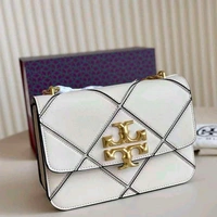 TORY_ BURCH_ Eleanor Quilt Convertible Tab White Crossbody Sling Bag For Women - White