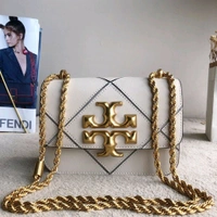 TORY_ BURCH_ Eleanor Quilt Convertible Tab White Crossbody Sling Bag For Women - White