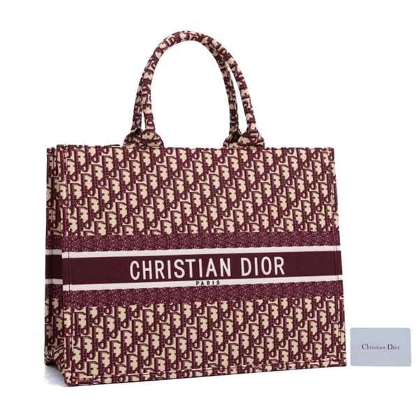 DIOR_ Burgundy oblique canvas Book Tote Bag For Women - Burgundy