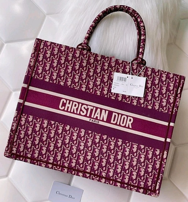 DIOR_ Burgundy oblique canvas Book Tote Bag For Women - Burgundy