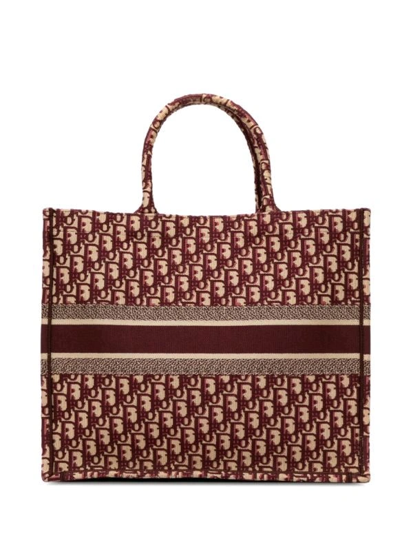 DIOR_ Burgundy oblique canvas Book Tote Bag For Women - Burgundy