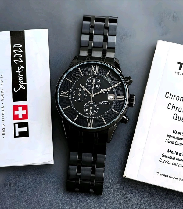 TISSOT_ T-Classic Chemin des Tourelles Chronograph Watch For Men - Black