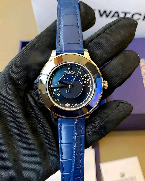 SWAROVSKI_ 5516305 Octea Lux Watch Leather strap, Blue, Stainless steel Watch For Women - Blue