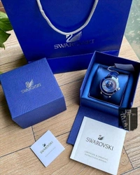 SWAROVSKI_ 5516305 Octea Lux Watch Leather strap, Blue, Stainless steel Watch For Women - Blue