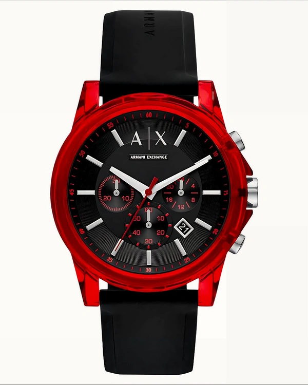 A|X Armani_ Exchange_ AX1338 Chronograph Quartz Black Red Watch For Men