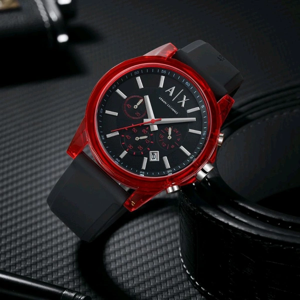 A|X Armani_ Exchange_ AX1338 Chronograph Quartz Black Red Watch For Men