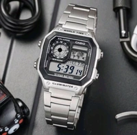 Casio_ World Time AE-1200WHD-1AV Digital, Metal Band, Silver, Watch For Men - Silver