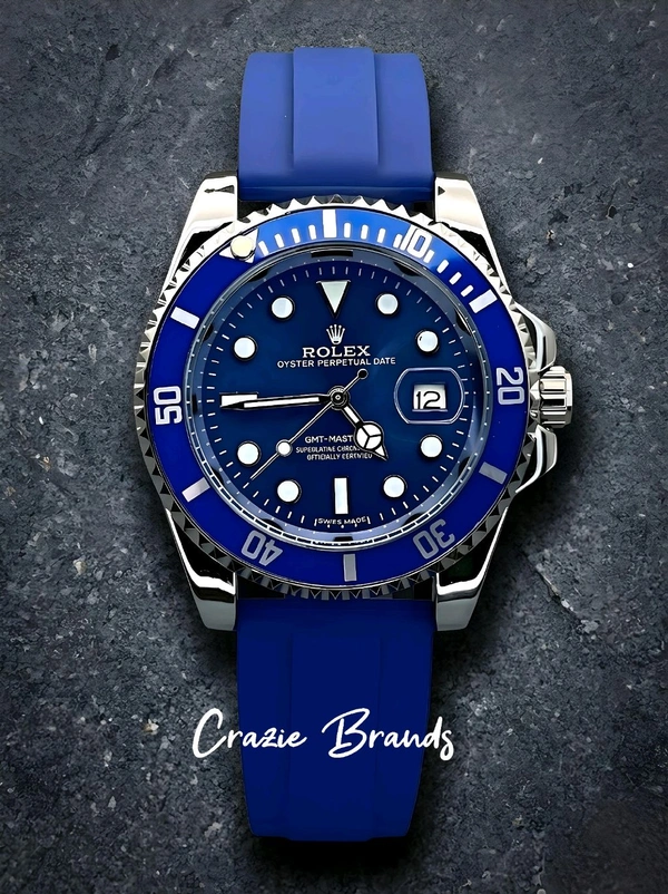 Rolex_ Submariner_ Oyester Perpetual Blue Quartz Watch For Men - Blue