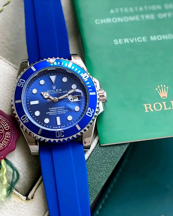 Rolex_ Submariner_ Oyester Perpetual Blue Quartz Watch For Men - Blue