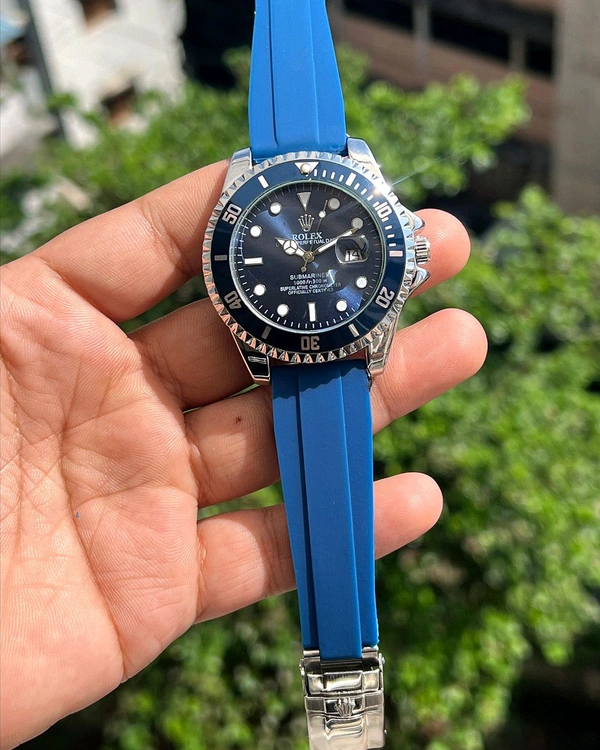 Rolex_ Submariner_ Oyester Perpetual Blue Quartz Watch For Men - Blue