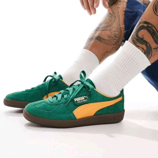 PUMA_ Palermo Green Yellow Sneakers For Men - Green, 42