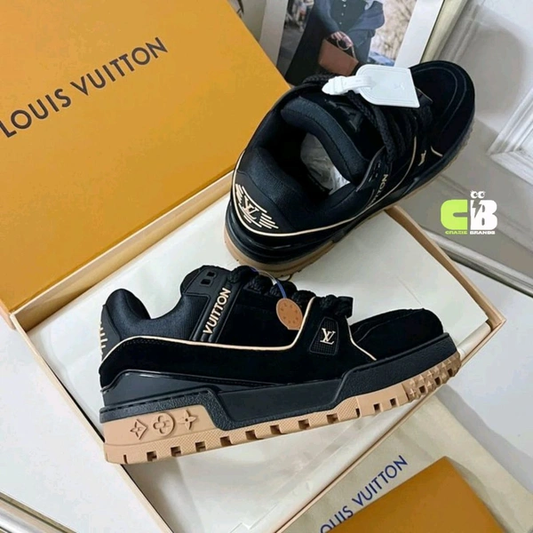 Louis_ Vuitton_ LV Trainer Maxi Black and Brown Suede Sneaker For Men - Black, 41