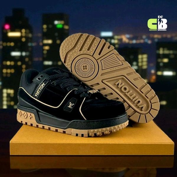 Louis_ Vuitton_ LV Trainer Maxi Black and Brown Suede Sneaker For Men - Black, 42
