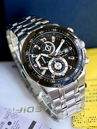 Casio_ Edifice_ EFR-539D-1AVUDF Analog Black Dial Men Watch Silver Strap