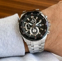 Casio_ Edifice_ EFR-539D-1AVUDF Analog Black Dial Men Watch Silver Strap