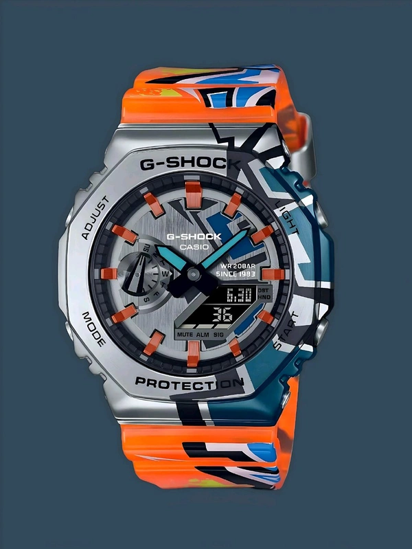 Casio G-Shock G-Steel GM-2100SS-1ADR Multicolored Ip Analog-Digital Dial Resin Band Men Watch G1293