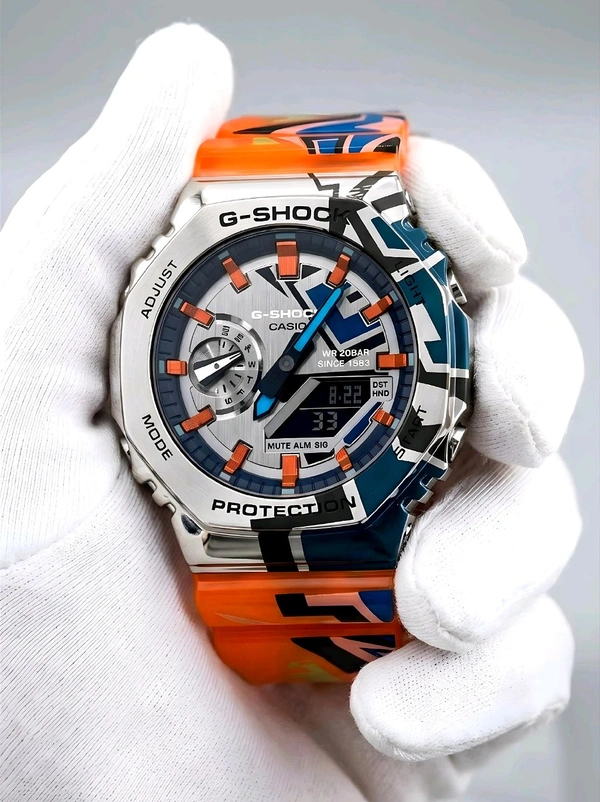 Casio G-Shock G-Steel GM-2100SS-1ADR Multicolored Ip Analog-Digital Dial Resin Band Men Watch G1293