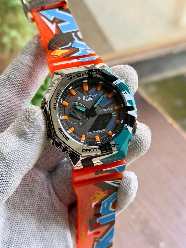 Casio G-Shock G-Steel GM-2100SS-1ADR Multicolored Ip Analog-Digital Dial Resin Band Men Watch G1293
