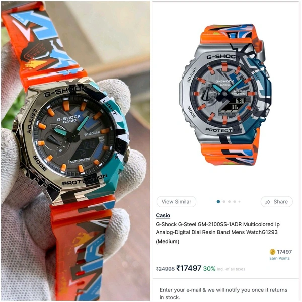 Casio G-Shock G-Steel GM-2100SS-1ADR Multicolored Ip Analog-Digital Dial Resin Band Men Watch G1293