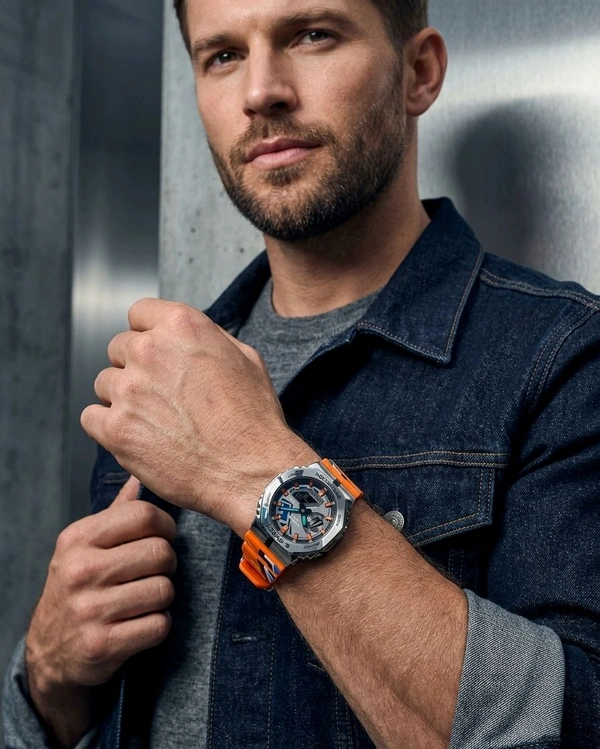 Casio G-Shock G-Steel GM-2100SS-1ADR Multicolored Ip Analog-Digital Dial Resin Band Men Watch G1293