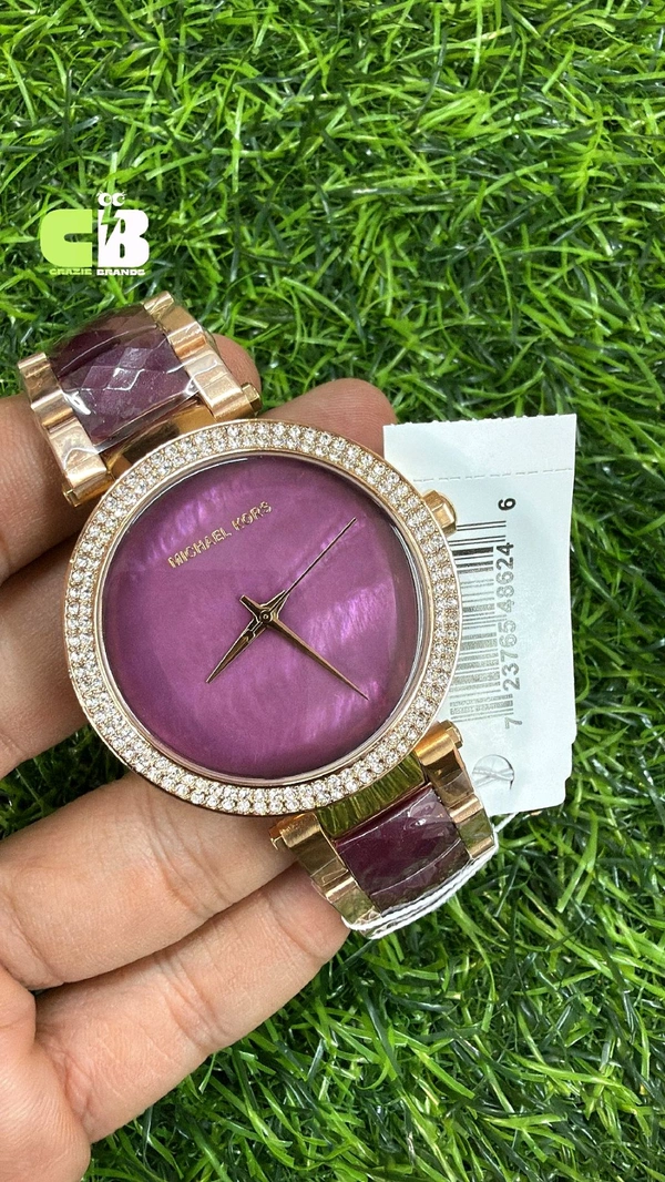 Michael_ Kors_ Parker crystal watch in rose gold And Purple Dial, model MK6412
