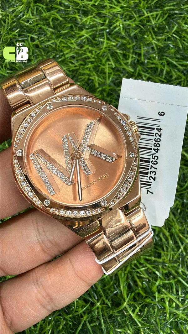 Michael_ Kors_ Lennox Pavé Logo Rose Gold-Tone Watch, model MK7230. 