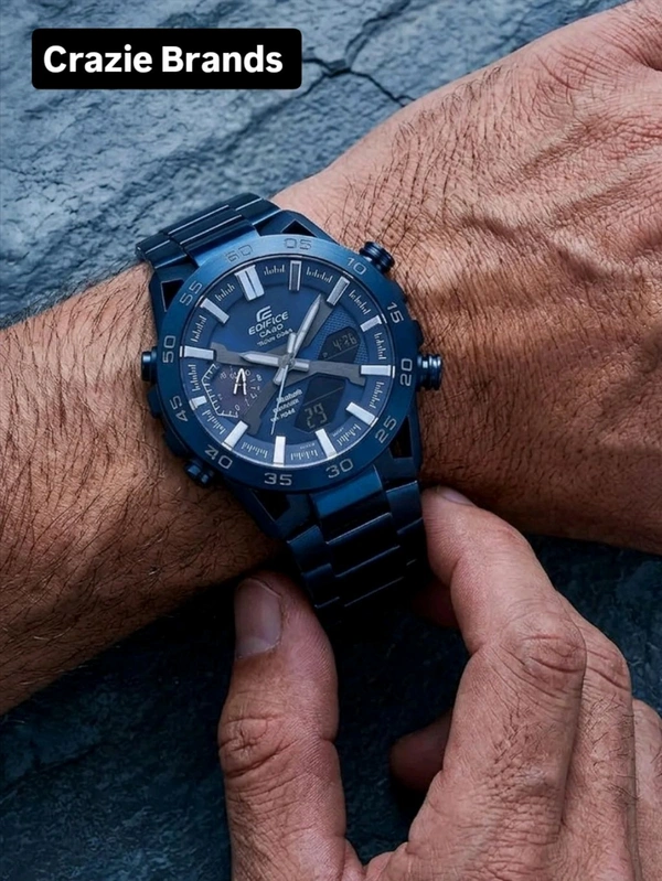 CASIO_ EDIFICE_ Stainless Steel ECB-2000CB-2ADF Quartz Blue Dial Watch For Men ED639