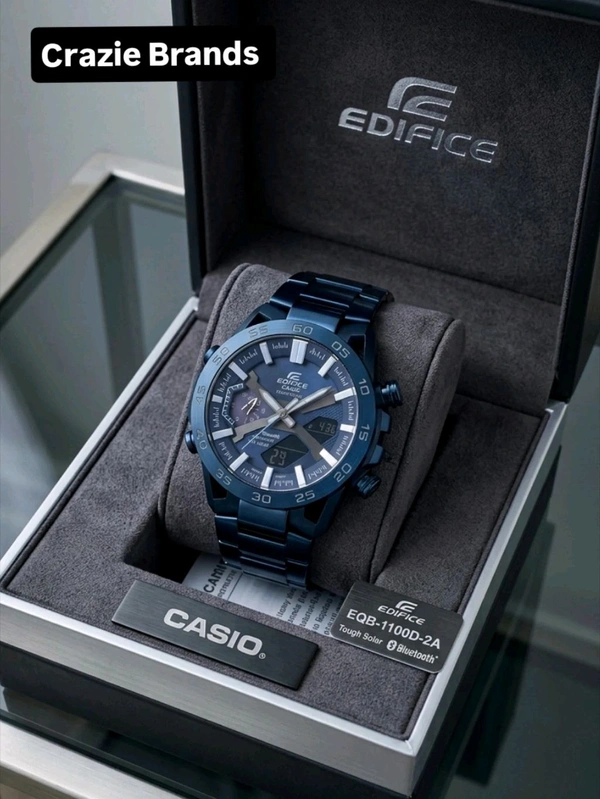 CASIO_ EDIFICE_ Stainless Steel ECB-2000CB-2ADF Quartz Blue Dial Watch For Men ED639