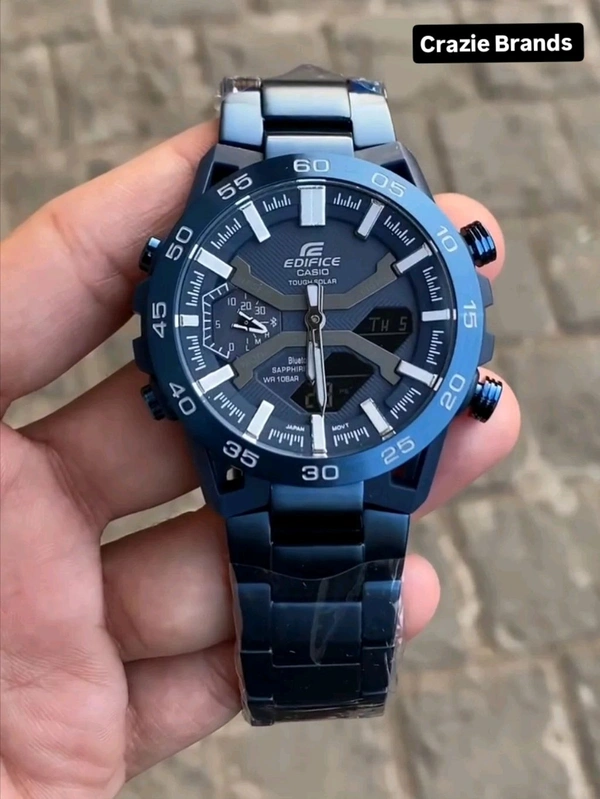 CASIO_ EDIFICE_ Stainless Steel ECB-2000CB-2ADF Quartz Blue Dial Watch For Men ED639