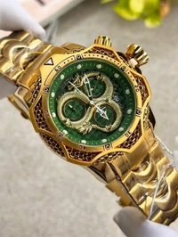 INVICTA_ RESERVE VENOM Green Dragon Dial Gold Chronograph Watch For Men