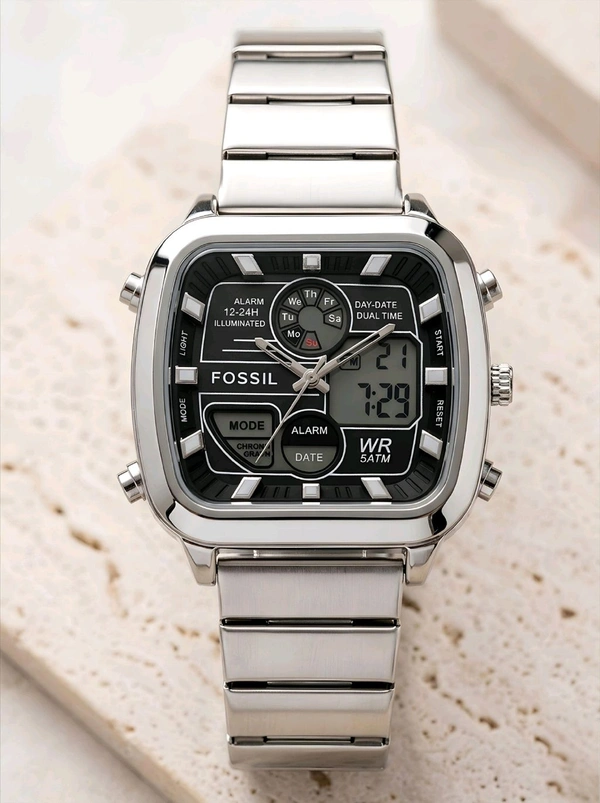 FOSSIL_ FS5889 Retro Analog-digital Watch in silver-tone stainless steel For Men