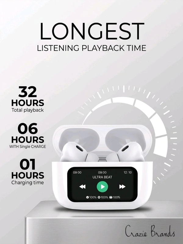 AirPods_ A9 Pro Touch Display With Active Noise Cancellation/ENC White