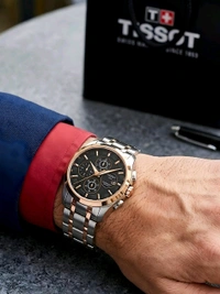 TISSOT_ COUTURIER_ Chronograph Quartz Silver-Gold Tone Watch For Men